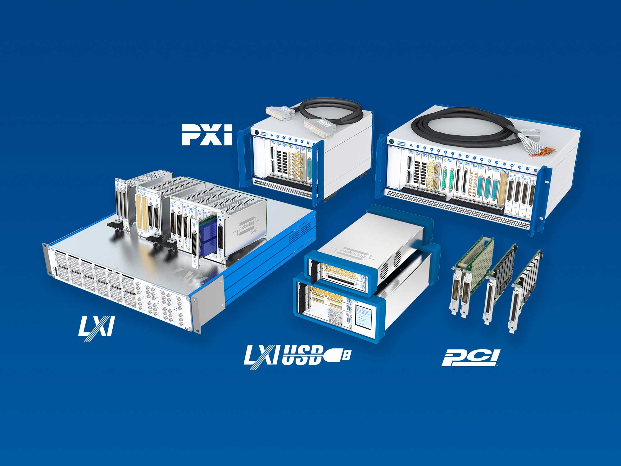 Pickering modular platforms in PXI, LXI, USB and PCI formats